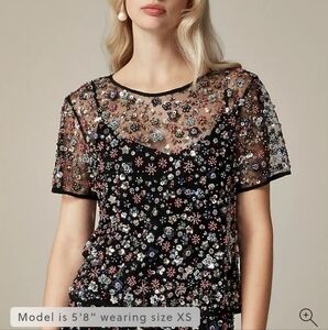 J Crew Collection Beaded Top XS Black